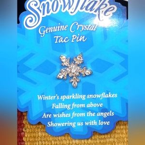 Vintage Genuine Crystal Snowflake pin back Lapel Pin Christmas Jewelry s